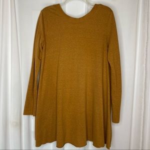 Free People FP Beach Tunic Orange Oversized Shirt Medium M Scoop Back Lagenlook